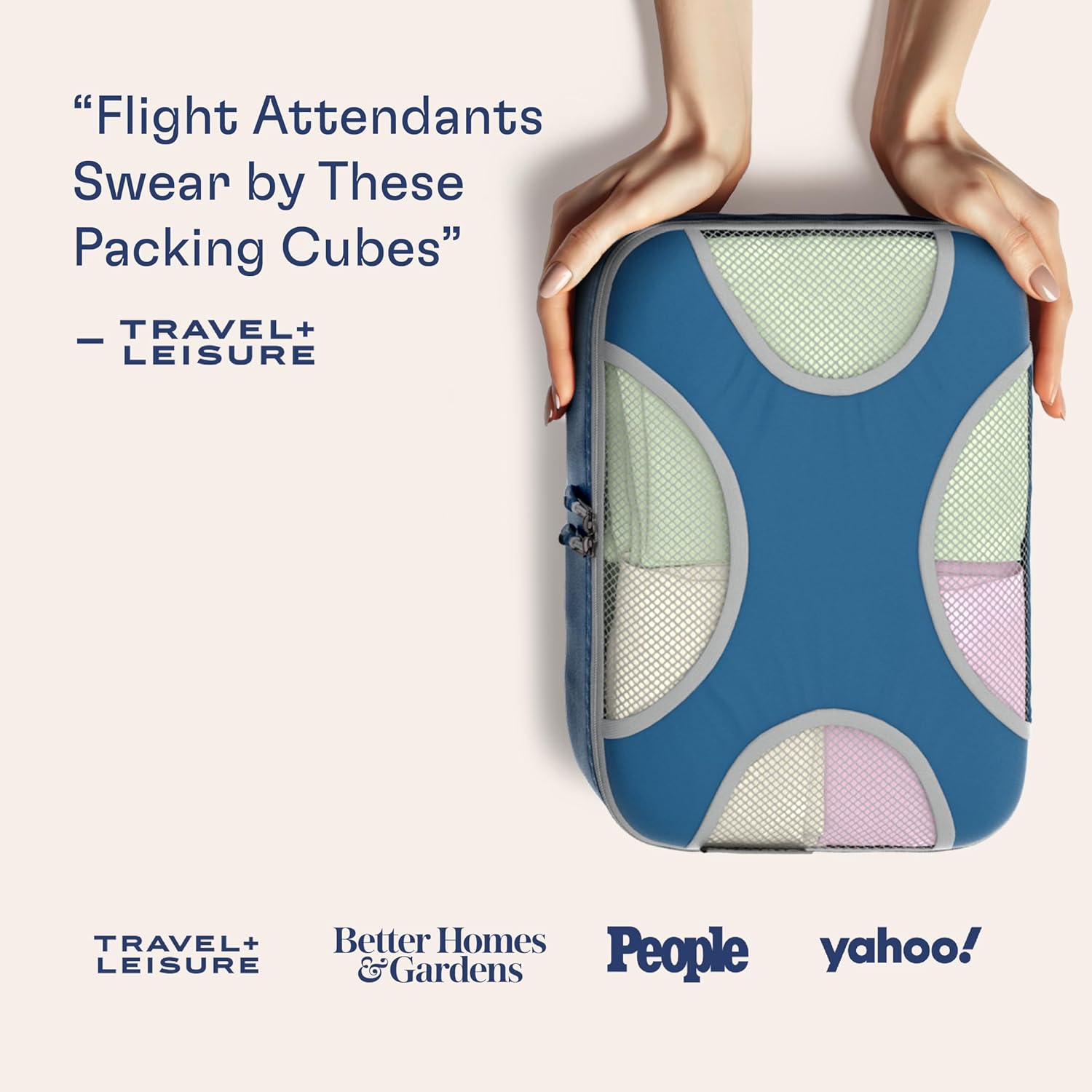 Shacke Premium 5 Packing Cubes Set - Lightweight Mesh Travel Luggage Organizers with Laundry Bag, 5-Piece Suitcase Storage System (Navy) - Image 3