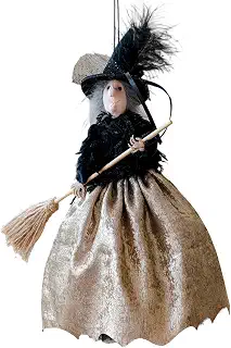 Halloween Witch Doll - Cute Spooky Retro Hanging Ornament | Festival Decoration with Lanyard Vintage Figurine | for Haunted House Fireplace Door Window Party Decor