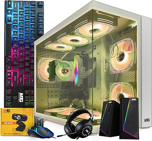 MTG Khuno Gaming Tower PC- Intel Core i7 4 generación, RTX 3060 12GB 192 bits, 16 GB RGB ARGB Ram, 512 GB Nvme, combo de cámara web gamer, Win 10 Pro