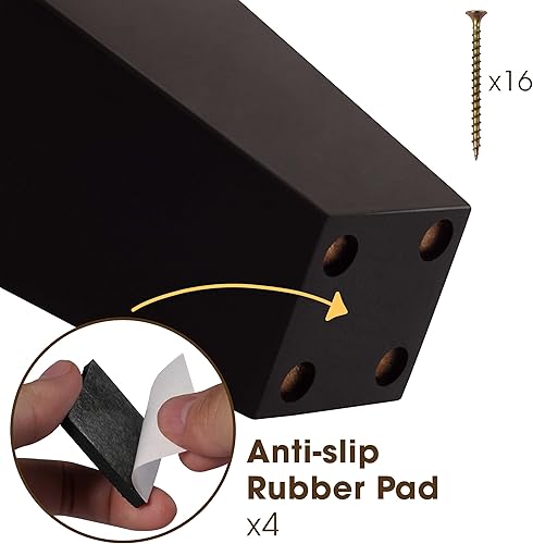 Miniatura 4 de CODIN (5 tamaños 3"-4"-5"-6"-8" Juego de 4 patas de madera para muebles, patas cuadradas para sofá, patas de sofá, patas de sofá - Patas de repuesto