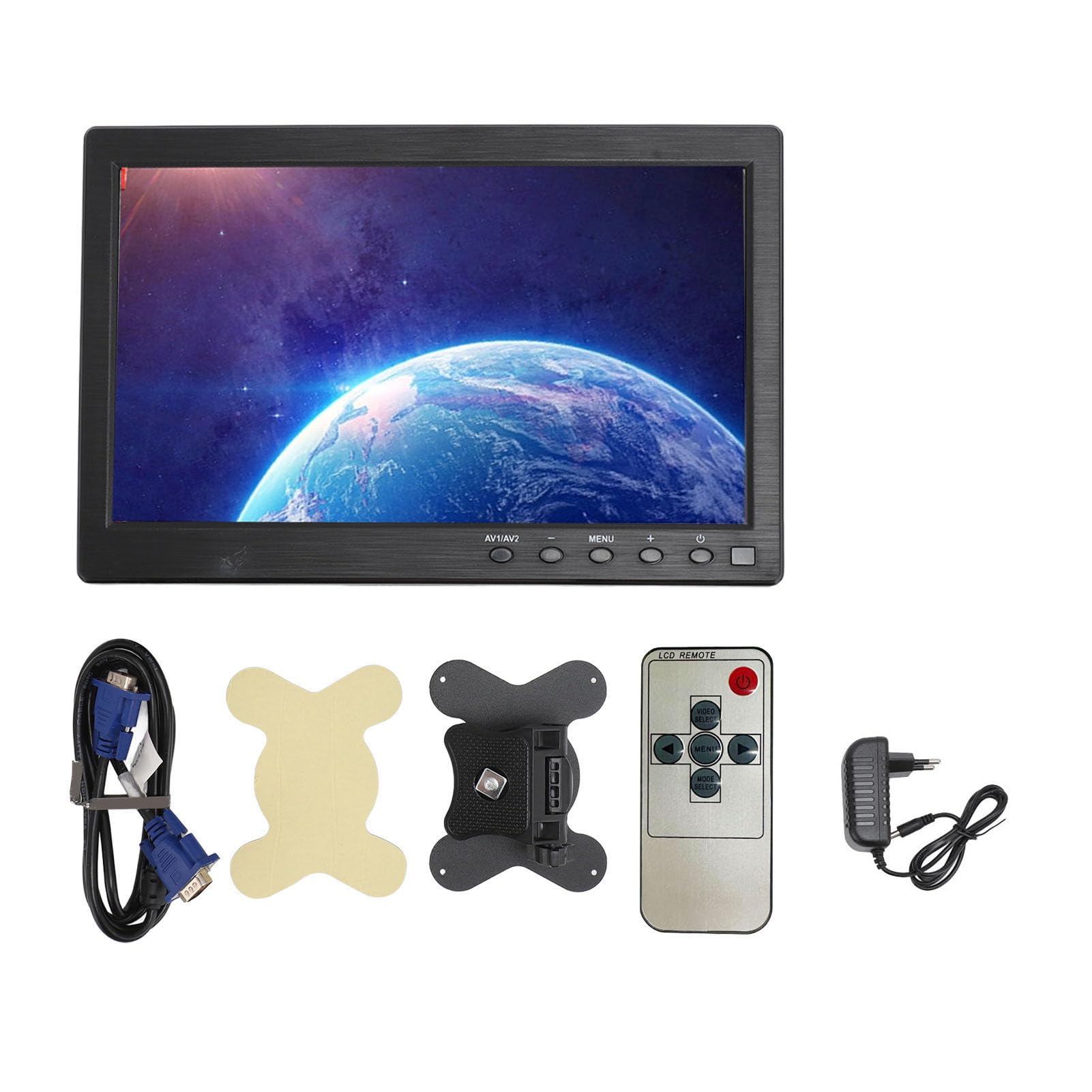 Monitor Portatile Display IPS da 10,1 Pollici 1024x600 Hd (Spina | Struttura LCD ABS, Telecomando, Altoparlante Integrato da 2 W, compatibilità POS CCTV, Ingresso Video USB, Ingresso PC