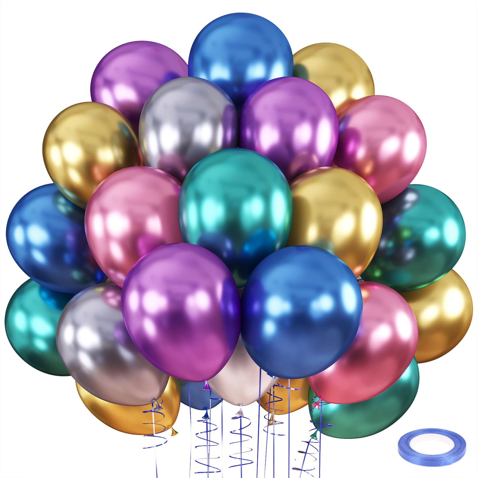 Snapklik.com : 110 Pack Assorted Metallic Balloons 12 Inch, Chrome ...