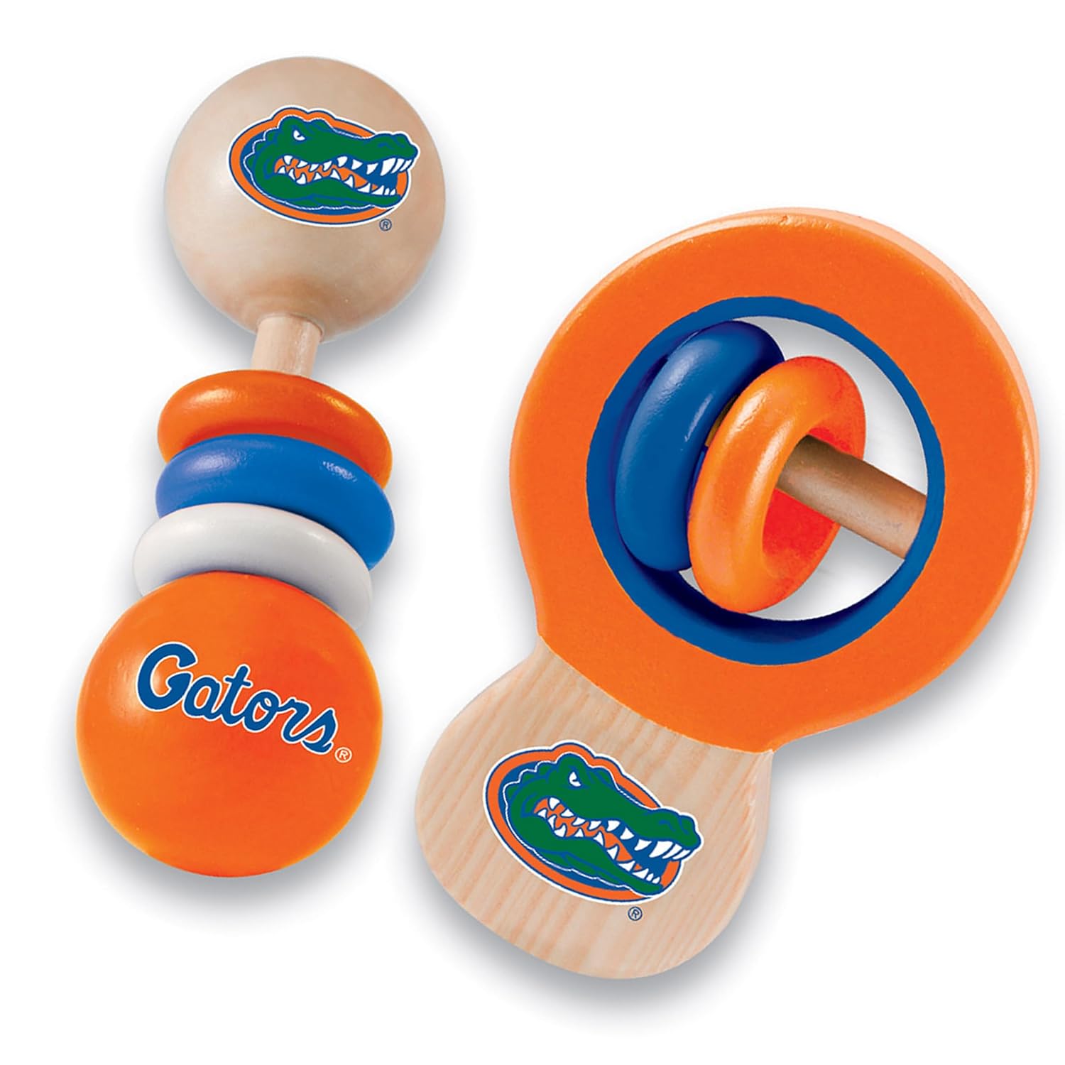Baby Fanatic Wood Rattle 2 Pack - NCAA Tennessee Volunteers Baby Toy Set - Officially Licensed, BPA Free, Multicolor - Baby Tennessee Volunteers Fan Gift