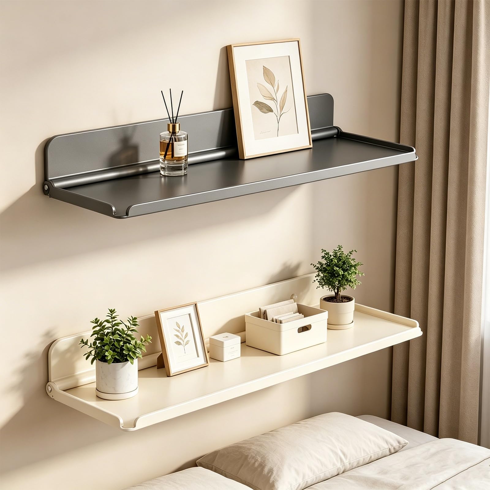 Mesa plegable de pared en aluminio gris gun metal de diseño minimalista
