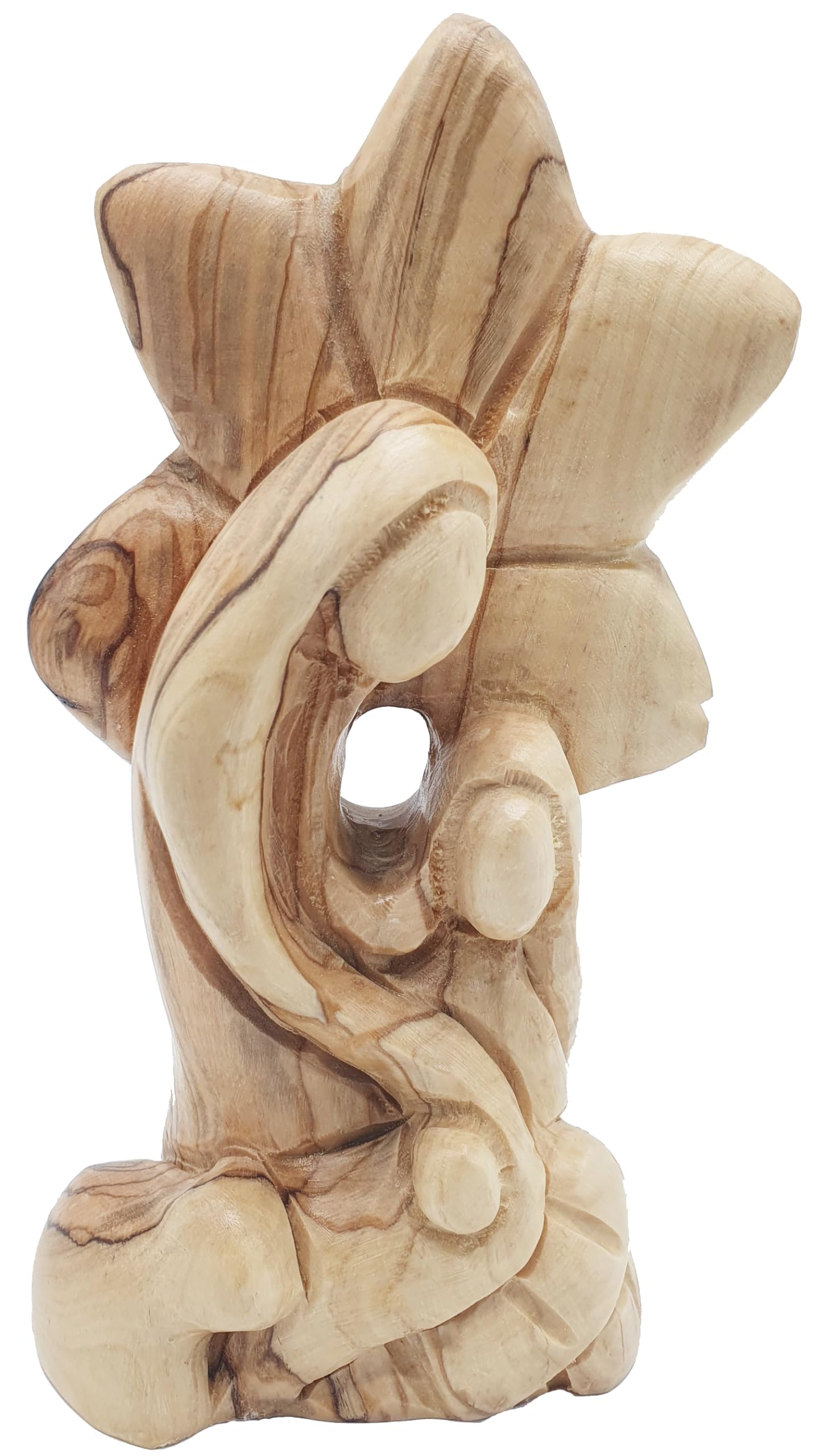 Zuluf 6.4" Holy Family Wooden Figurine from Bethlehem - Durable, Long-Lasting Tabletop or Desk Display - Decorative Collection for Nativity Set, Home Décor, Church &amp; Office