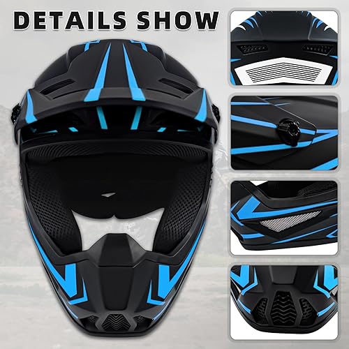 Miniatura 6 de Casco de motocross para jóvenes, cascos de bicicleta de tierra para niños, cascos de motocicleta todoterreno, bicicleta de montaña, BMX, MX, ATV,