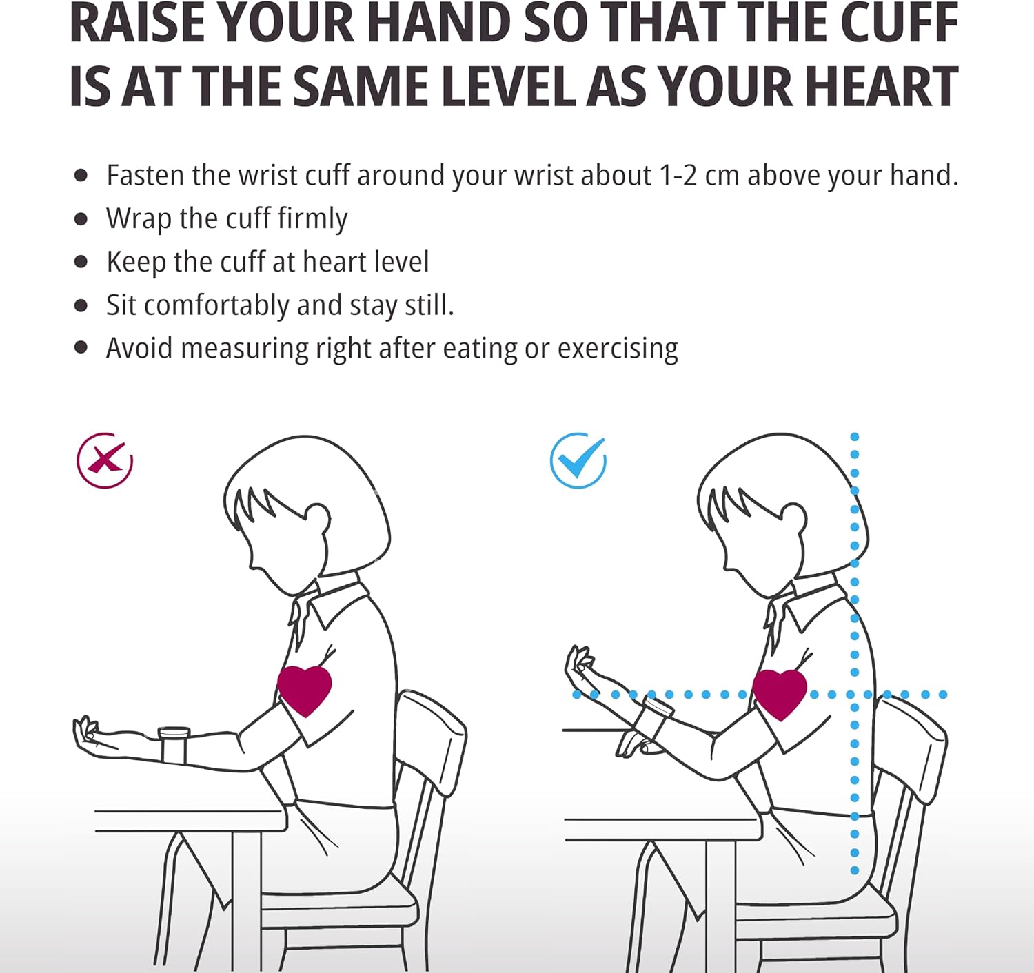 Dr. Aid Wrist Blood Pressure Monitor - Digital BP Machine with Adjustable Blood Pressure Cuff (13.5–19.5 cm), Large LED Display, Dual-User Memory (90 Each), WHO Indicator, Movement & Cuff-Fit Alerts