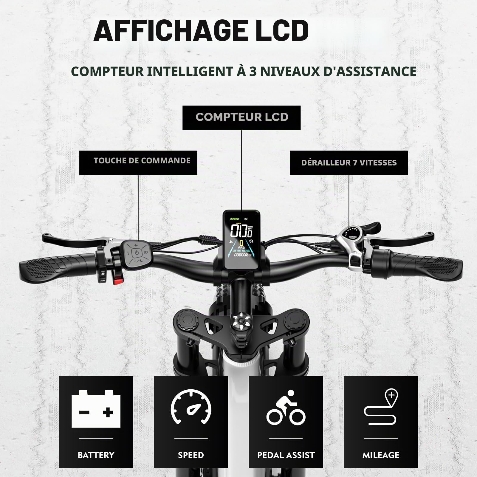 tifgalop Vélo électrique Adulte, vélo électrique Tout-Terrain de 26 Pouces, Double amortisseurs, 7 Vitesses, Batterie au Lithium 48V 18Ah, autonomie de croisière jusqu'à 40-90Km