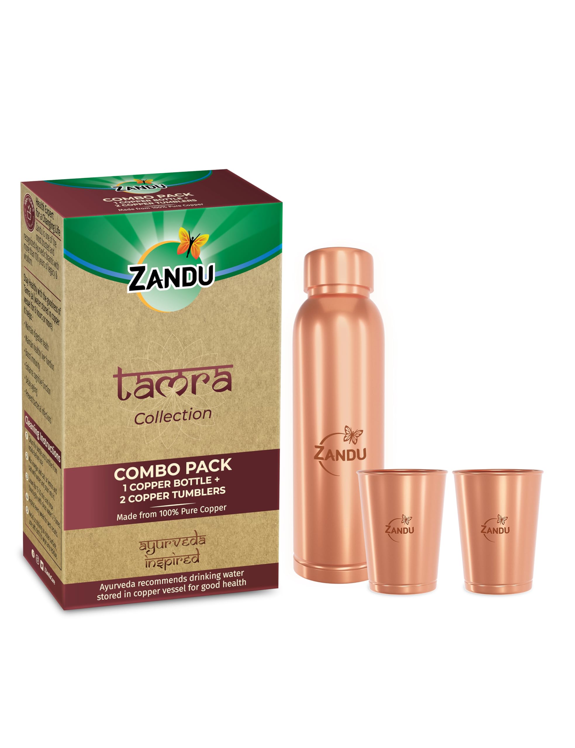 Zandu Copper Gift Set Pack (1 Bottle & 2 Tumbler): Made with 100% Pure Copper |Supports Digestive & Liver Health | Helps Enhance Immunity| Useful in Promoting Overall Health (Pack of 950ml & 2x300ml) (B0CMHYMM4W) Amazon Price History, Amazon Price Tracker