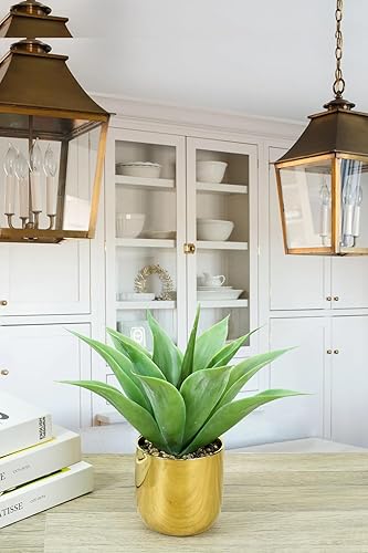 Miniatura 5 de Planta de agave artificial grande de 13 pulgadas, planta artificial de aloe vera, plantas suculentas falsas en maceta, plantas artificiales en