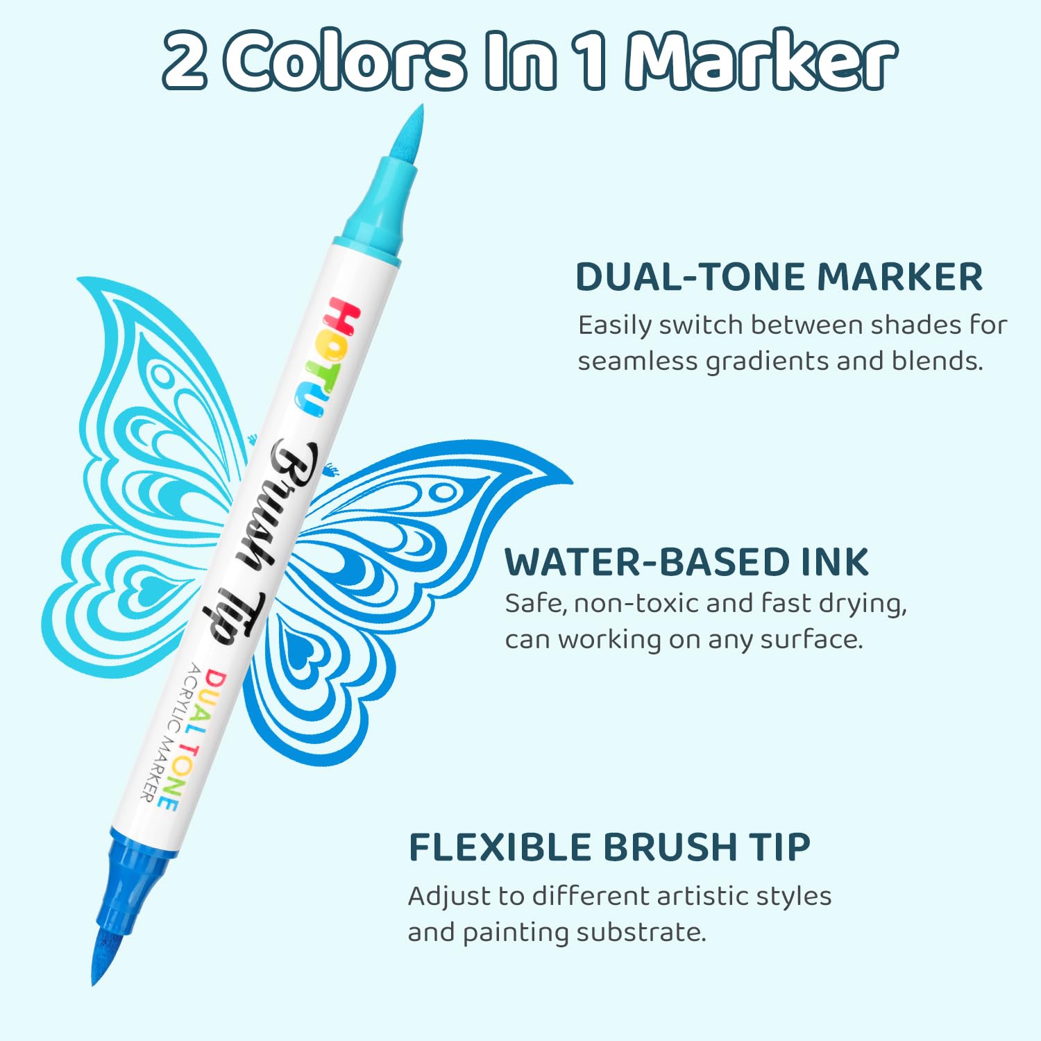 HOTU pennarelli acrilici 72 colori per vetro, roccia, carta, tessuto, pietra, legno - Set da 36 pennarelli con doppia punta - Kit di forniture per arti e mestieri - Ottima idea regalo