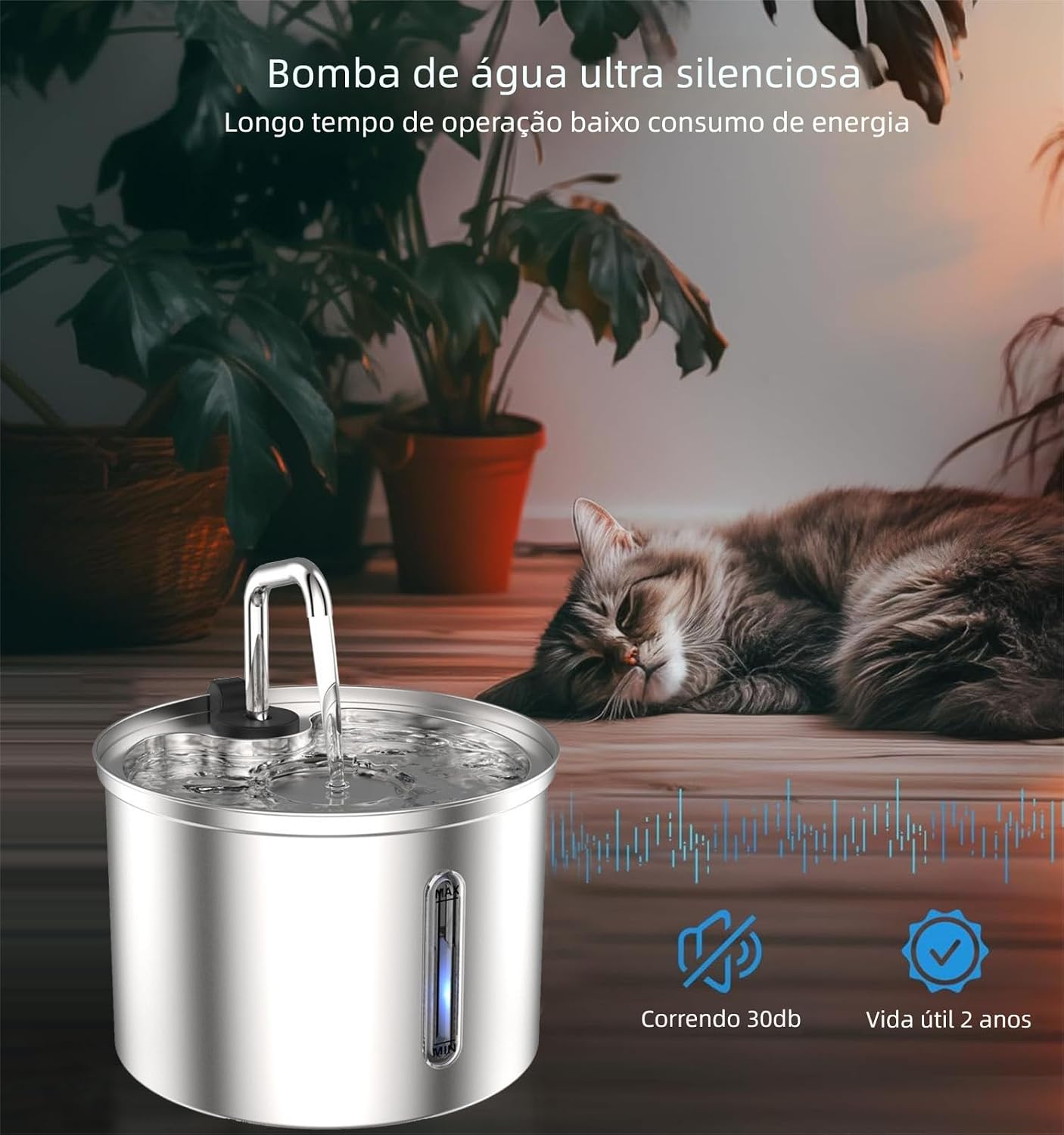 Bebedouro para gatos, 3L Fonte Gato Inox Comedouros,Distribuidor automático de água para cães e gatos em aço inoxidável Bebedouro para gatos, 3L Fonte Gato Inox Comedouros,Distribuidor automático de água para cães e gatos em aço inoxidável