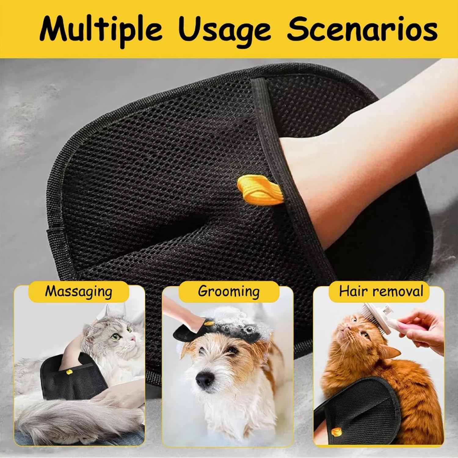 Pet Hair Removal Glove for Dogs & Cats | Reusable Electrostatic Grooming Glove | Double-Sided Pet Hair Remover for Clothing, Couch, Carpet, Car Seat | Comfortable & Adjustable Fit image 4