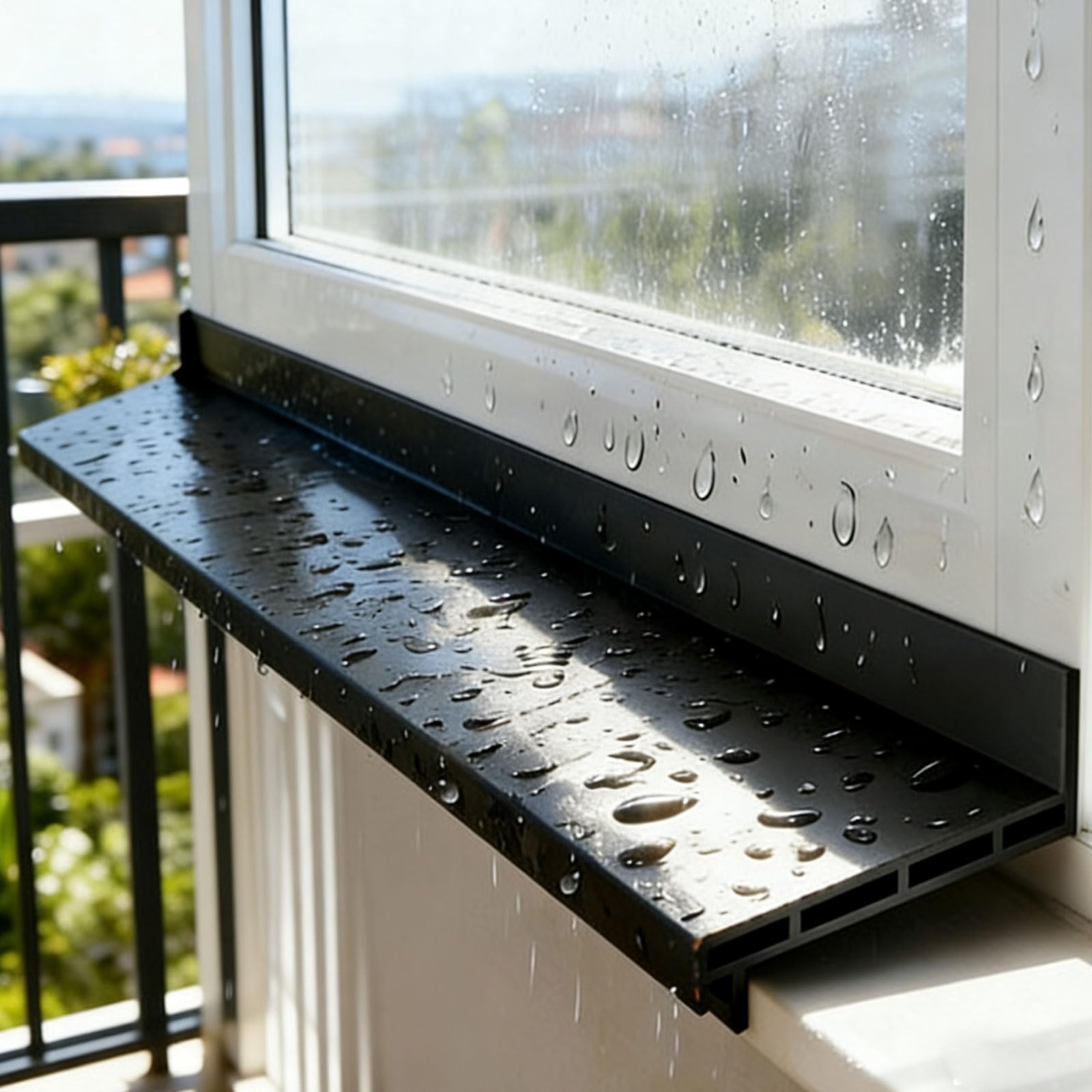 Naturepanda Waterproof Barrier,Window Rain Drip Guard,Self Adhesive Rain Deflector,135° Angle Baffle Weather Stripping,for Gaps Of House,Glass Shower,Window And Door,Length: 1.1m,Abrasion Resistant