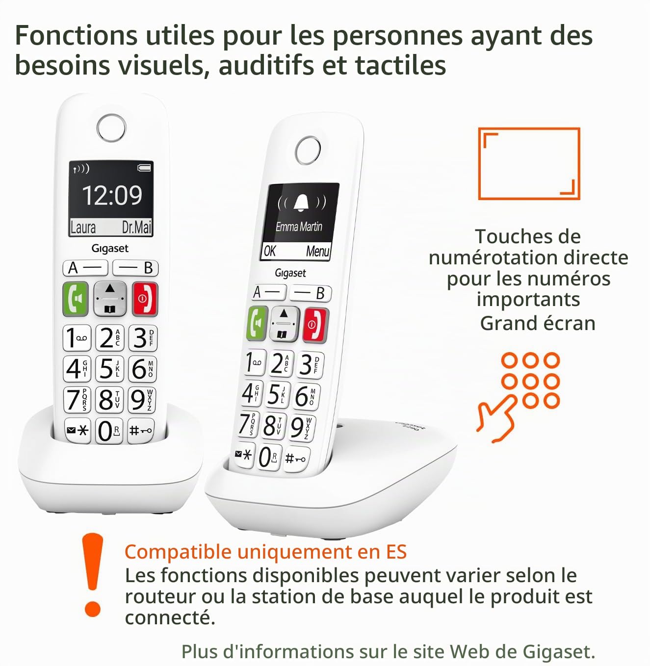 Gigaset E290 Duo Teléfono DECT/analógico Identificador de llamadas Blanco