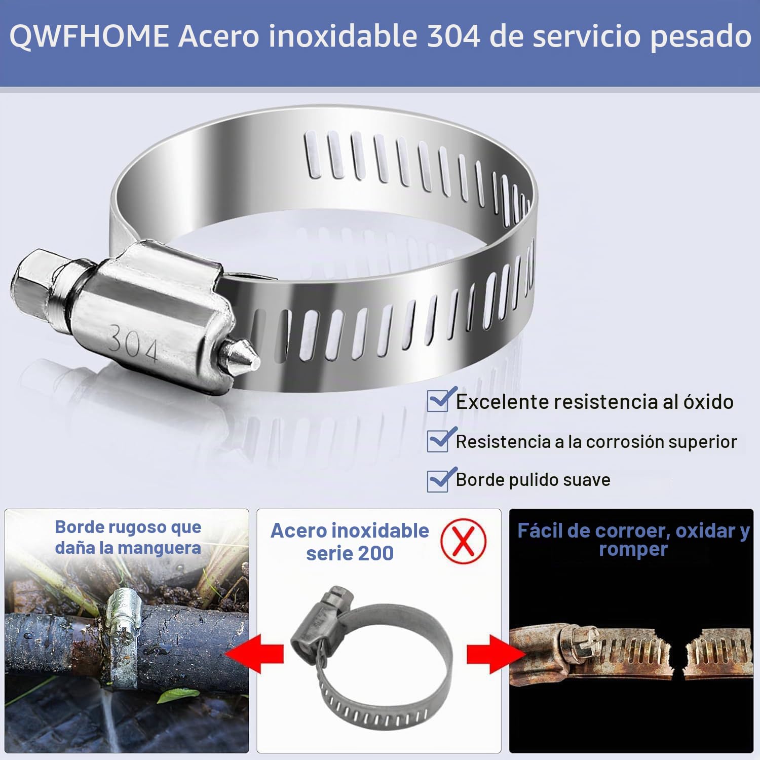 Abrazaderas de Tubería Acero Inoxidable,Juego de abrazaderas de manguera,Abrazaderas de Manguera Ajustables 8-44 mm completamente de acero inoxidable 304,abrazadera para manguera piscina(101Piezas)