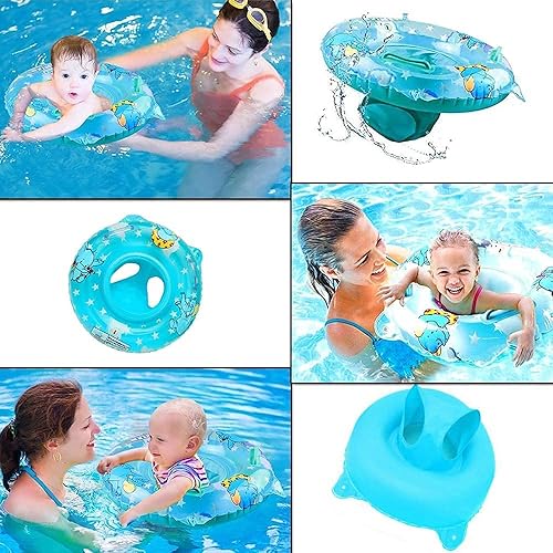 Vista 7 de Flotador de piscina para bebé, flotador de natación para bebés inflables con asiento de seguridad para niños de 6 a 36 meses, flotadores para bebés