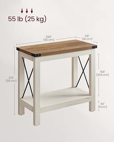 Miniatura 3 de VASAGLE Mesa auxiliar de 2 niveles, mesa auxiliar con estante inferior, mesita de noche para espacios pequeños, para sala de estar, dormitorio,