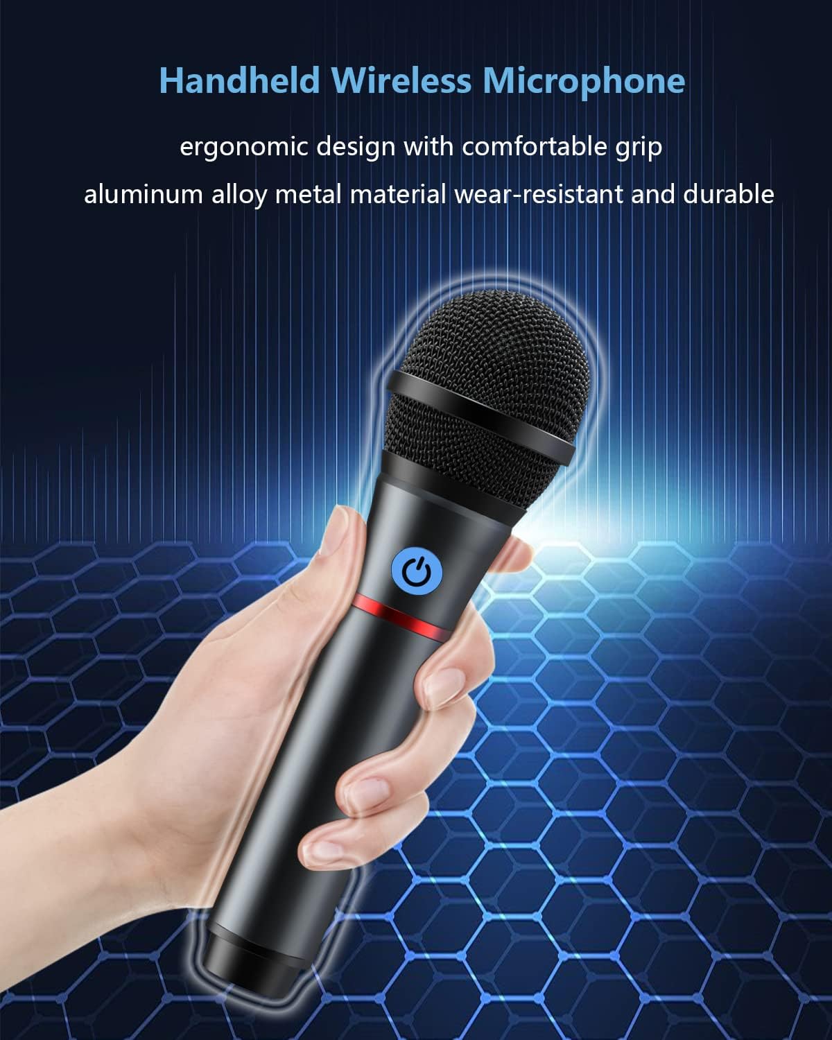 Close-up of the microphone's power/mute button