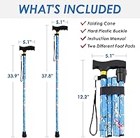 Vista 2 de Walking Cane PANZHENG Cane for Man/Woman Mobility & Daily Living Aids 5-Level Height Adjustable Walking Stick Comfortable Plastic T-Handle