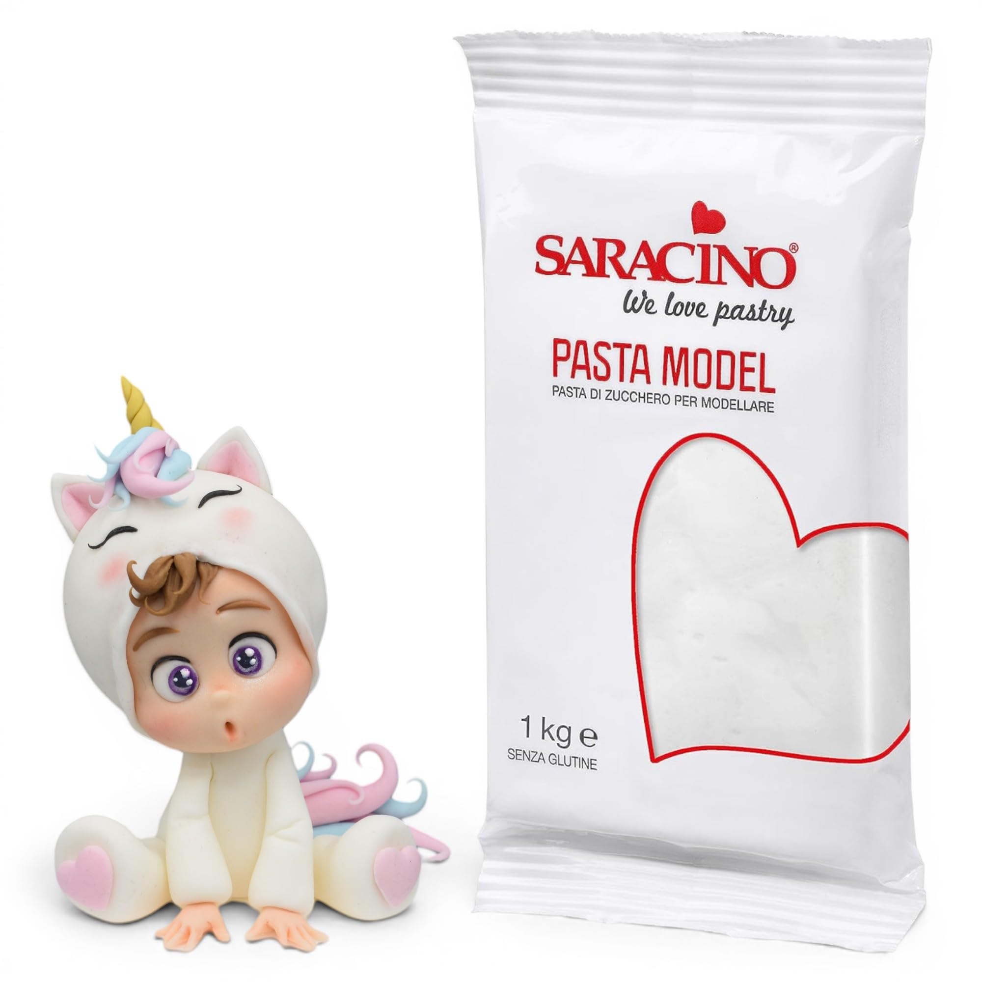 Saracino Pasta De Azúcar Model Blanco Para Moldear De 1 Kg Sin Gluten Made In Italy