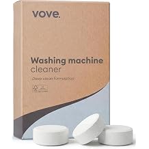 Vove Washing Machine Cleaner Tablets, 12 Count - Deep Clean Descaler for Odor, Residue and Hard Water - Enzyme and Oxygen-Powered Formula, Front Load and Top Load, FSC-Certified Kraft Packaging