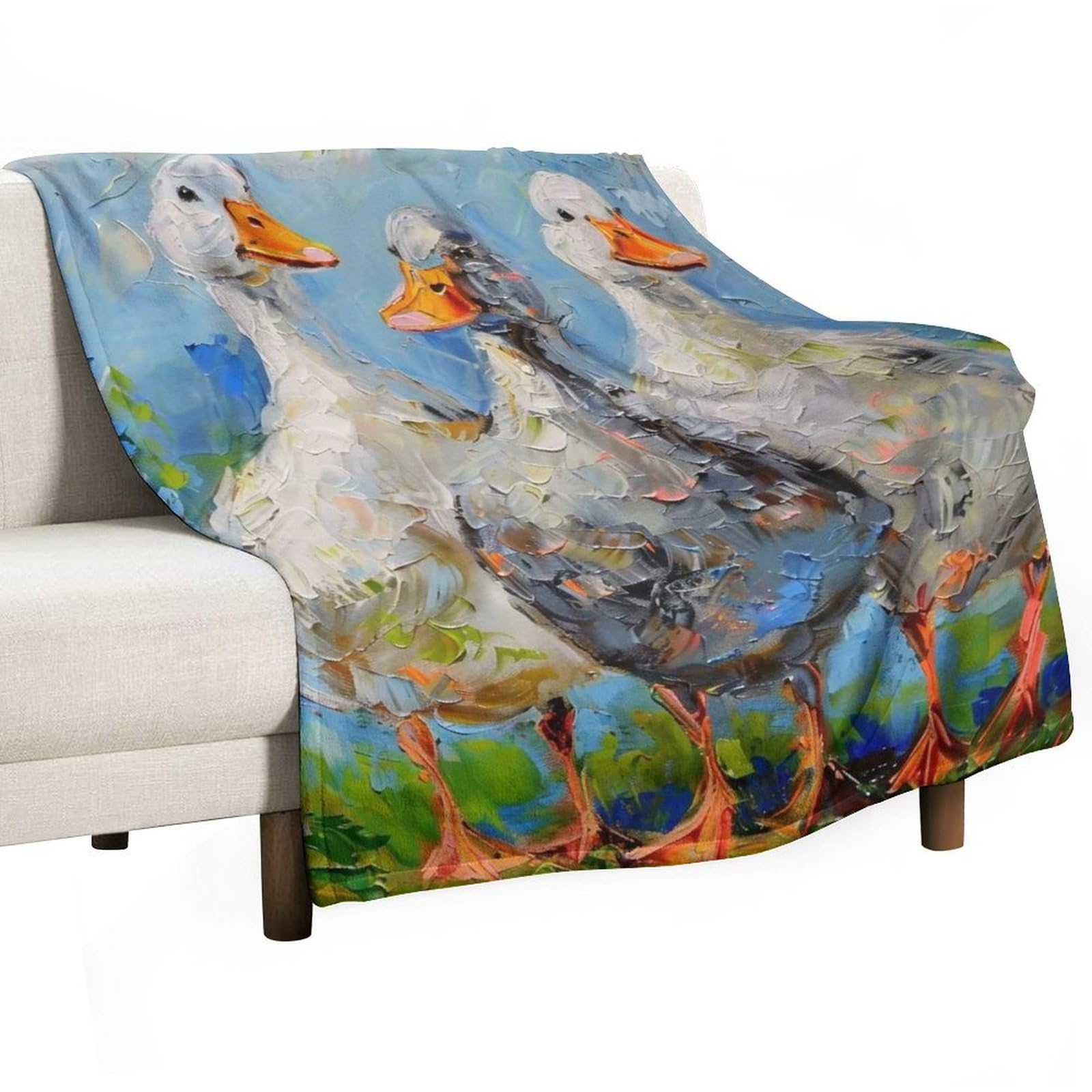 YHGSREUOH Three-Ducks-Country_01 Flannel Blankets Fleece Soft Throw Lightweight Plush Gifts for Couch, Bed, Cozy Sofa Plush, Chair, Lovers 138x175cm(55x70in)