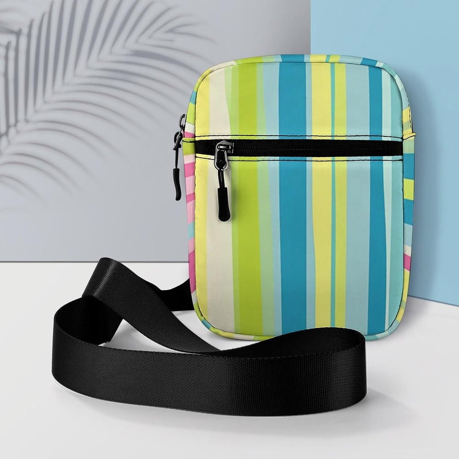 Vertical Stripes Small Crossbody Bag Sling Shoulder Satchel | for women men,work travel workout,detachable and adjustable shoulder strap