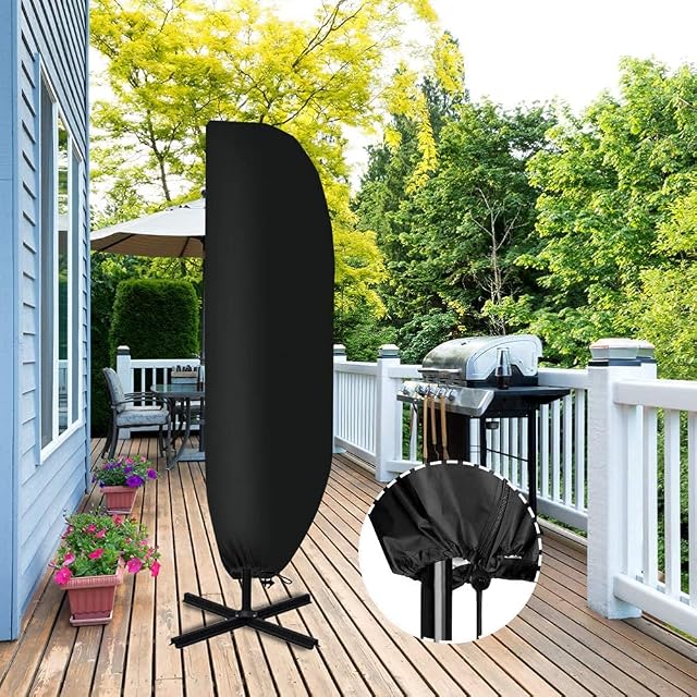 Yeemoutylo Parasol Cover Waterproof Cantilever Parasol Cover 3m Banana Parasol Cover Cantilever Windproof Garden Parasol Covers Large(265cm X 40/50cm)