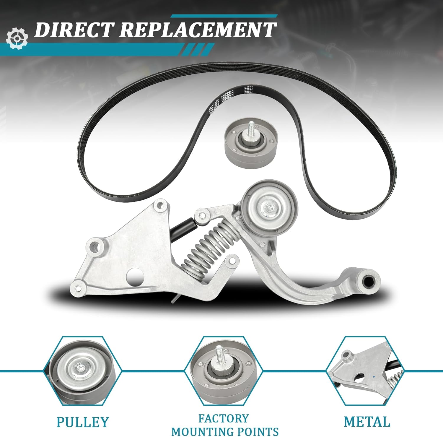 IRONTEK 11287509476 Serpentine Belt Tensioner with Pulley Kit fit for Mini 2002-2008 Cooper #11288620210 38404 49387