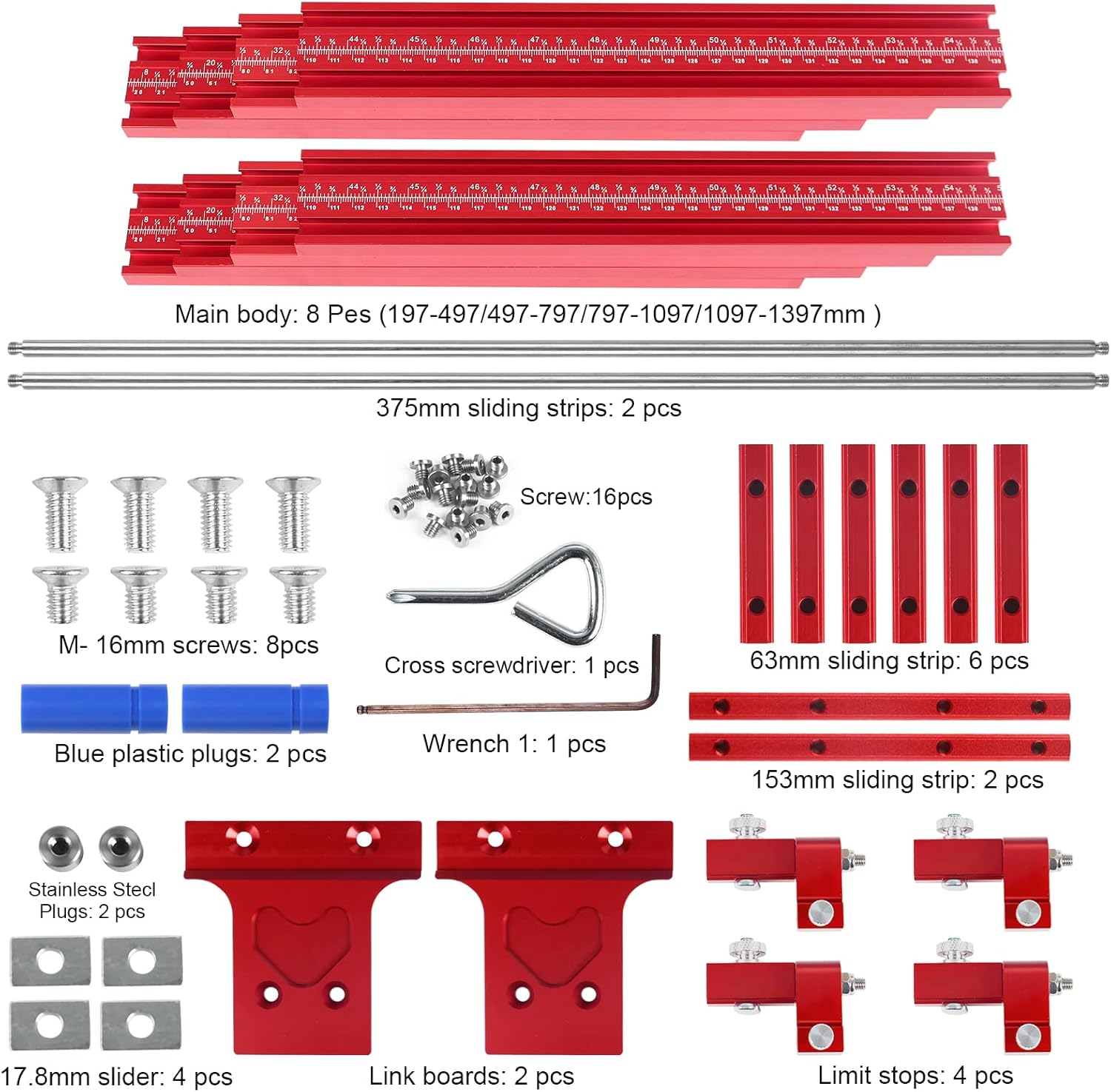 Parallel Rail Guide System (Updated Version), Woodworking Track Saw Guide Rail Joining Set Aluminium Alloy Circular Saw Track Set Fixed Guide Rail Bracket Universal T-Track Auxiliary Tool