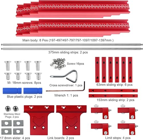Miniatura 7 de TWSOUL - Sistema de riel guía paralelo (versión actualizada en pulgadas), juego de rieles guía de aluminio para carpintería, juego de rieles de