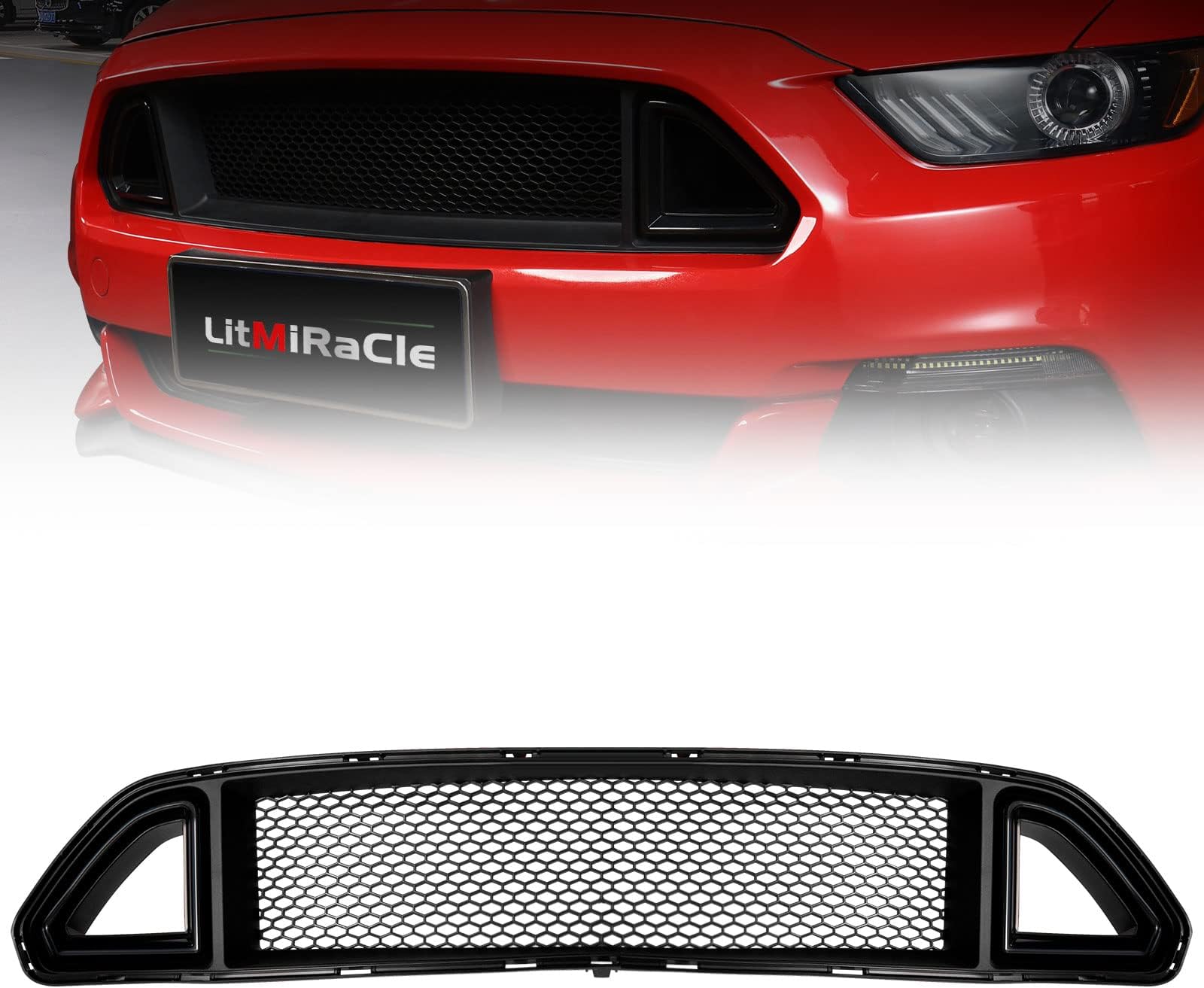 Grilles & Grille Guards - Mesh Front Bumper Upper Hood Grille Grill, Compatible with 15-17 Mustang GT, EcoBoost