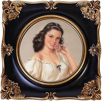 Vintage Frame 4x4 Ornate Round Frame A Timeless Blend of Elegance, Intricate Carvings, Black Toned Charm for Classic Decor Gothic Black, 4x4 Round
