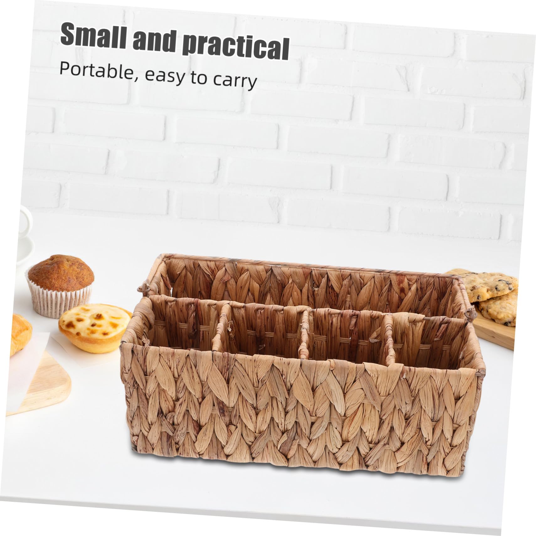 MAGICLULU Weidenkorb Handgeflochten Mit Fächern Als Besteckkorb Für Küche Oder Garten Robuster Aufbewahrungskorb Aus Stroh Für Zuhause Und Partys Mit Griffen Für Outdoor-aktivitäten Brotkorb