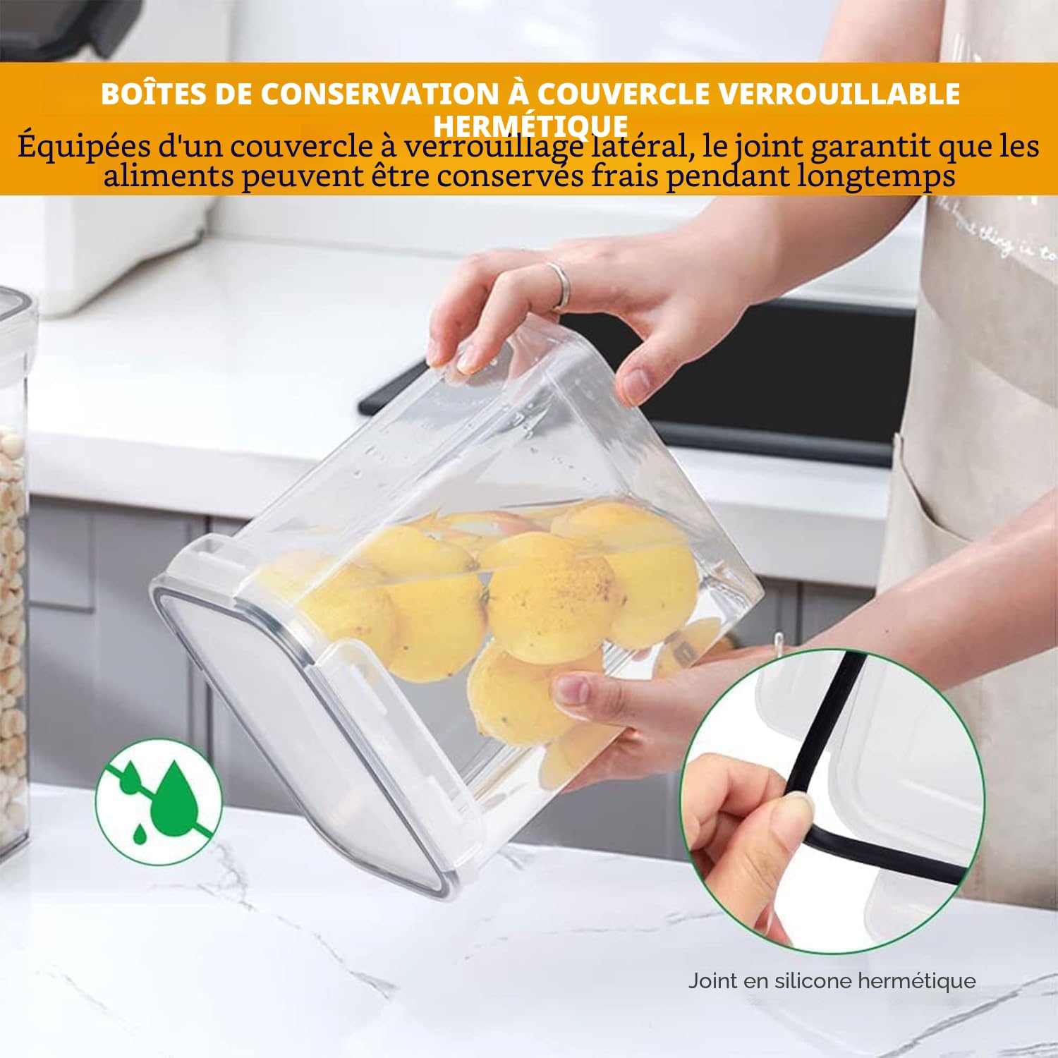 42 boîtes de rangement hermétiques avec couvercles pour céréales, farine et sucrePots de cuisine et d'organisation en plastique, y compris cuillères, étiquettes et stylos