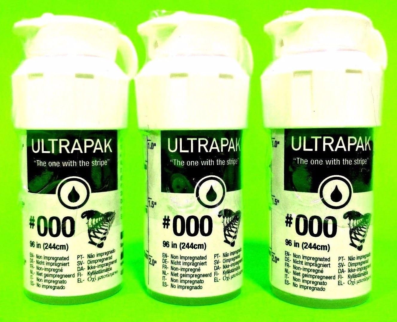 3X Ultrapak Dental Gingival Retraction Knitted Cord Size 000 Ultradent (9331)