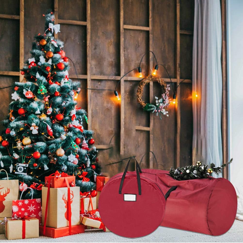Christmas Tree Storage Bag - Fits Up to 7 ft. Tall Artificial Disassembled Trees, Durable Handles Sleek Dual Zipper Holiday Xmas Bag Made of Tear Proof 600D Oxford 36 * 120CM