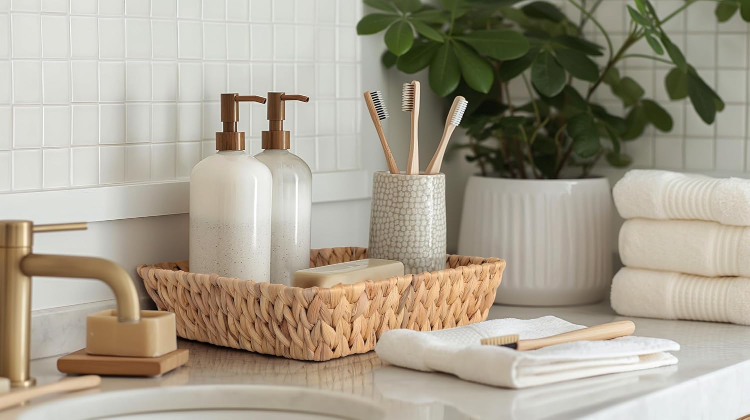 Small Wicker Basket Tray 2 Pack, Small Rattan Basket Set for Gifts,Entryway Console,Tabletop,Office | Woven Wicker Decorative Desk Baskets for Organizing