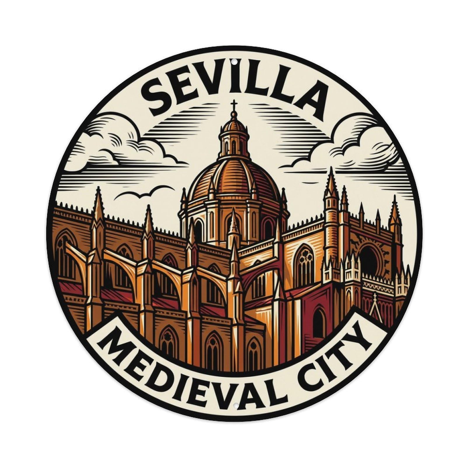 Metal Tin Sign Seville Vintage Travel Spain
