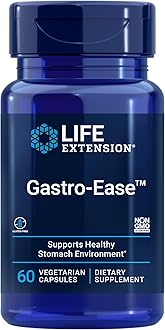 Life Extension Gastro-Ease™, zinc L-carnosine, Pylopass™ Lactobacillus reuteri probiotics, Digestion Supplement, Gut Health, Stomach Comfort, Gluten-Free, Non-GMO, Vegetarian, 60 Capsules