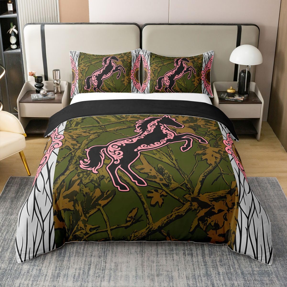 Housse de couette cheval 220x240 coton cadeau idéal pour anniversaire enfant thème ferme