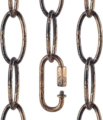 Cadena de araña con acabado de bronce envejecido de 6.5 pies (0.118 in), cadena de metal colgante vintage con un aspecto oxidado falso, extensión de