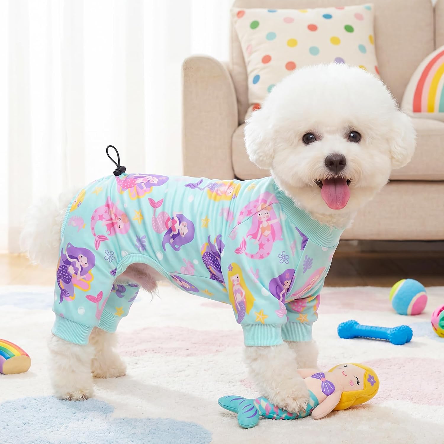 XPUDAC 4 Pack Dog Pajamas for Small Dogs, Cute Puppy Clothes with Drawstring Adjustable, Stretchy Soft Dogs Pjs Onesie Shed Defender Doggie Suit Pet Clothes Girl Outfit, XS
