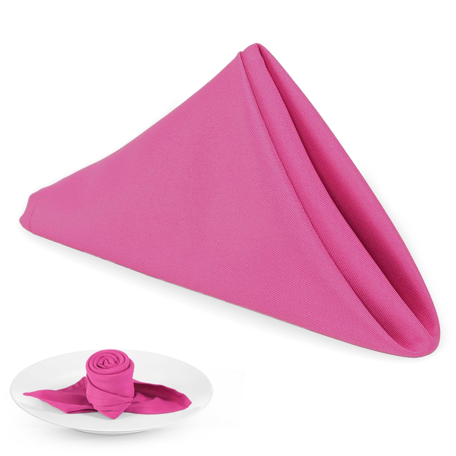 Photo 1 of PLOYMONO Fuchsia Heavy Duty Cloth Napkins - 17 x 17 Inch Solid Washable Polyester Dinner Napkins - Set of 8 Napkins with Hemmed Edges - Great for Weddings, Parties, Banquet, Spring, Mother's Day