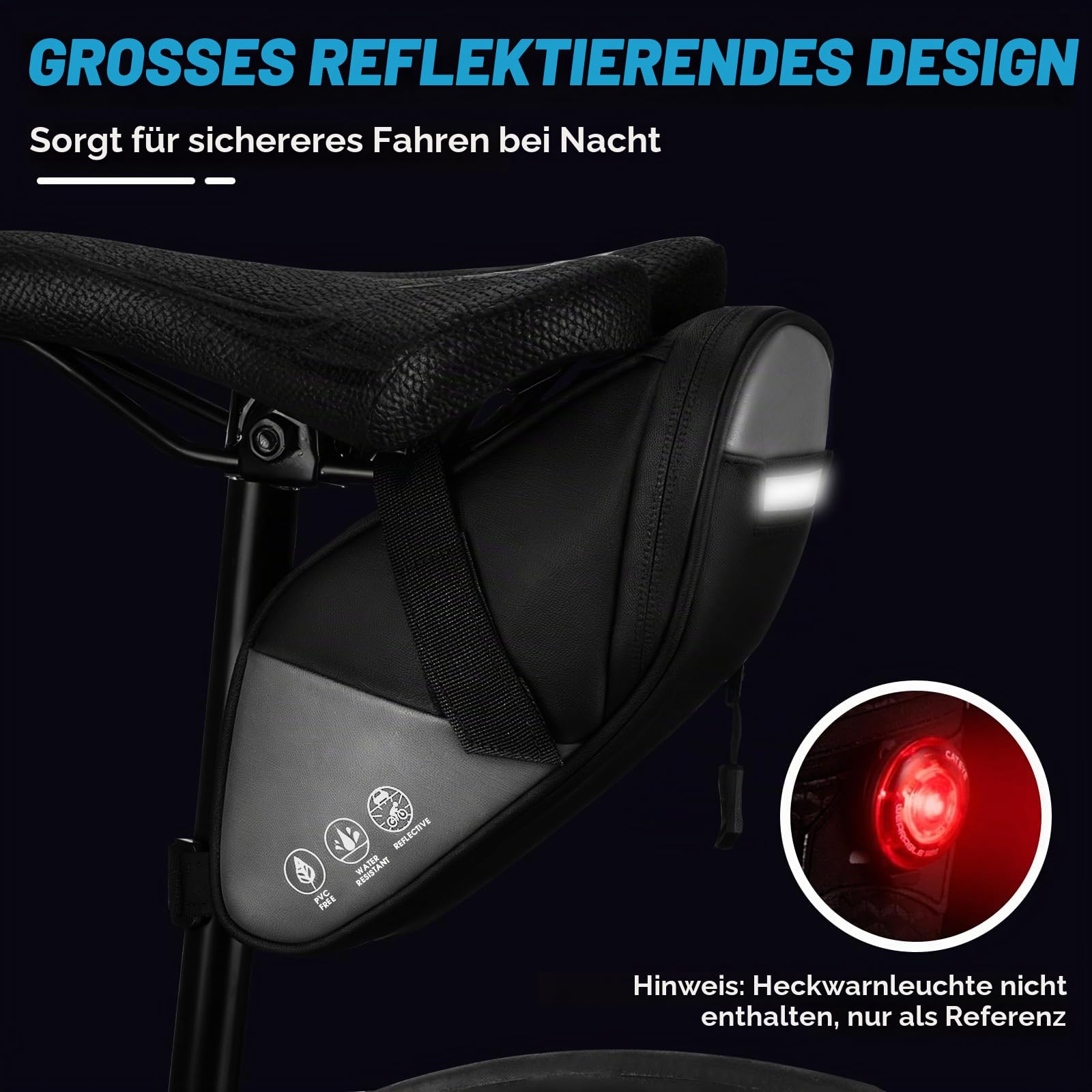 BHHTBB Satteltaschen für Fahrrad Satteltasche Rennrad Fahrradsatteltaschen Klein Saddle Bag Fahrradtasche Sattel mit Wasserdicht Reflektierender