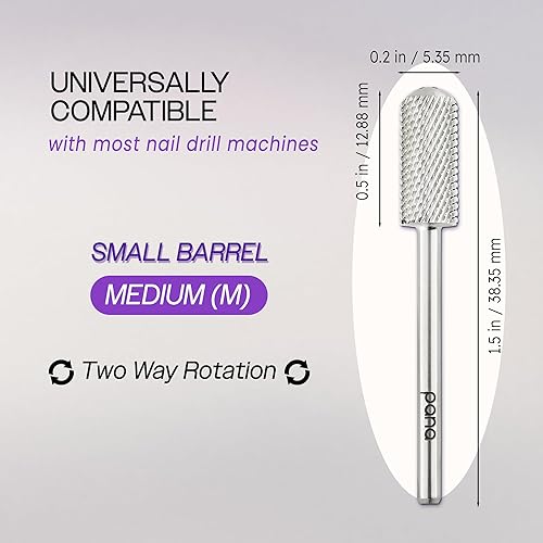 Vista 2 de PANA 3/32" Small Smooth Round Top Safety Carbide Nail Drill Bit for Gel Polish & Acrylic Removal Nail Salon Manicure Pedicure Electric File Tools