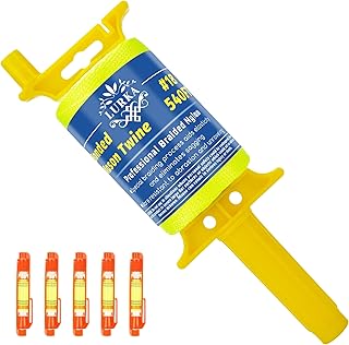 LURKA Mason Line String,#18 540 Feet Braided Construction Nylon Line with 5 Built-in Levels and Spool Fluorescent String Line for Precision Work, DIY, and Gardening (Fluorescent Yellow)