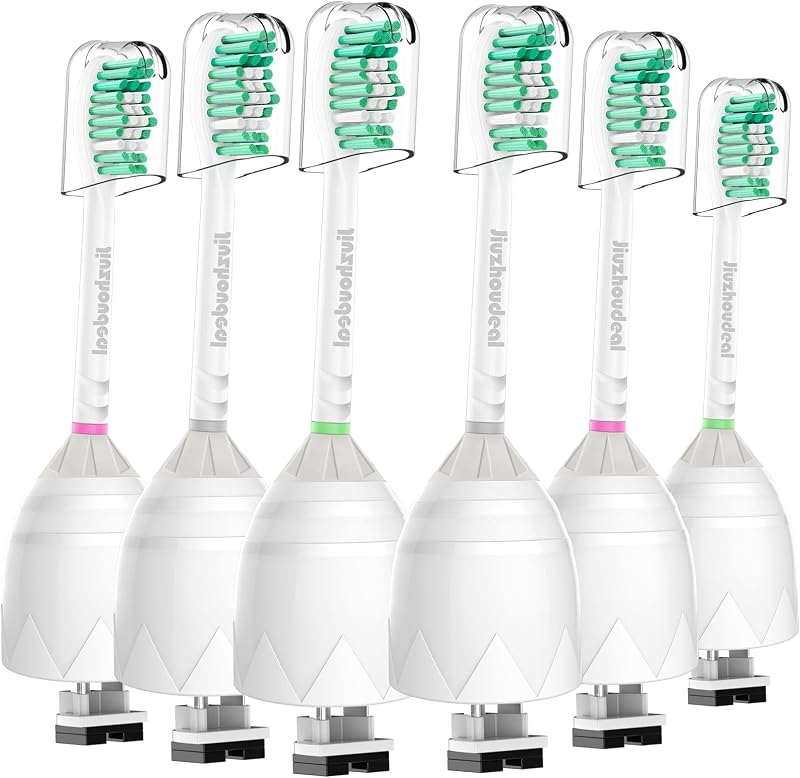 Replacement Toothbrush Heads for Philips Sonicare E-Series | Compatible with Sonicare Essence, Elite, Advance, CleanCare Screw-on Electric Toothbrush HX7022/66, 6 Pack