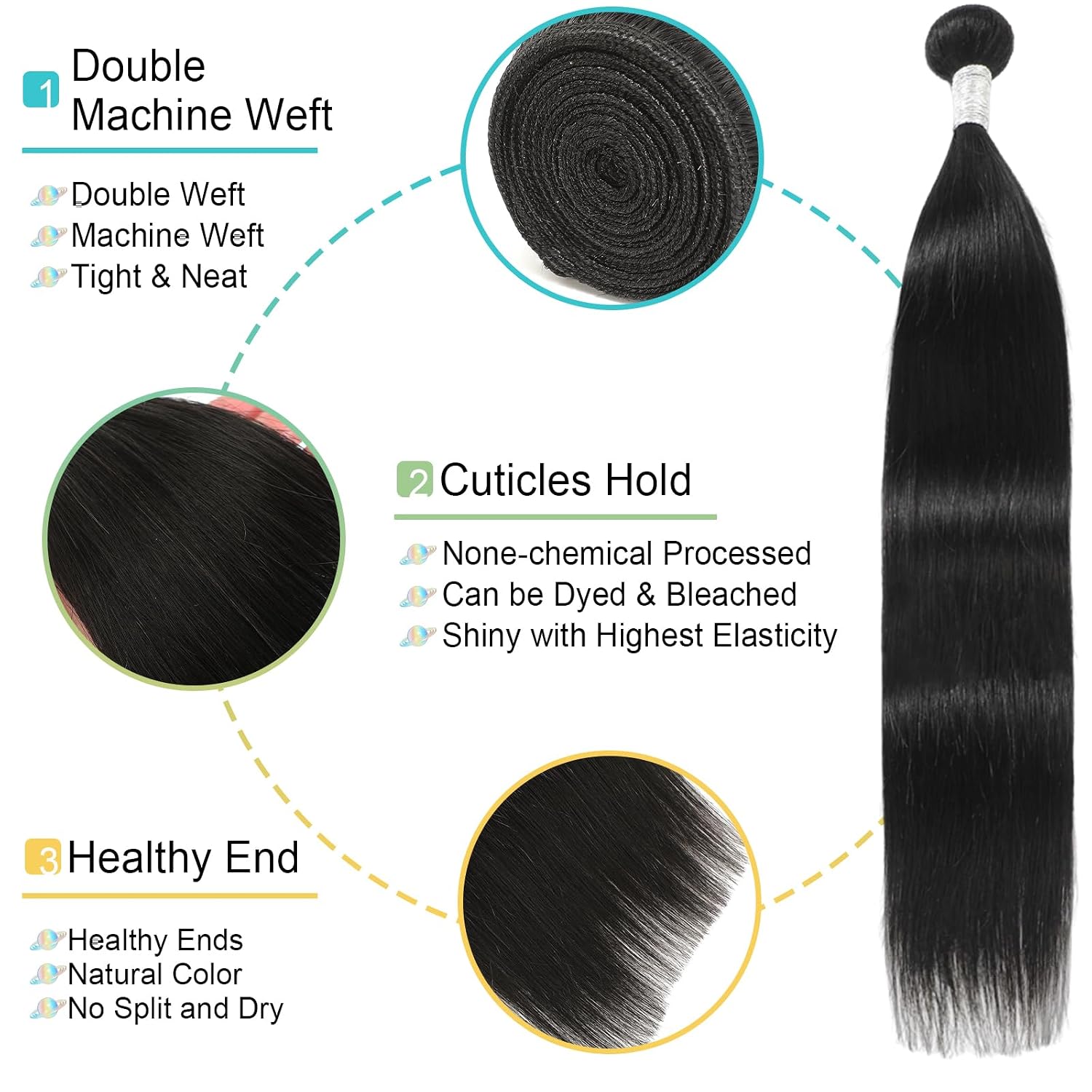 13A Straight Human Hair Bundles Brazilian Virgin Human Hair Bundles Straight 14 Inch 100% Unprocessed Virgin Hair 1 Bundle for Black Women